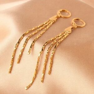 18k Gold Plated Long Tassel Earrings